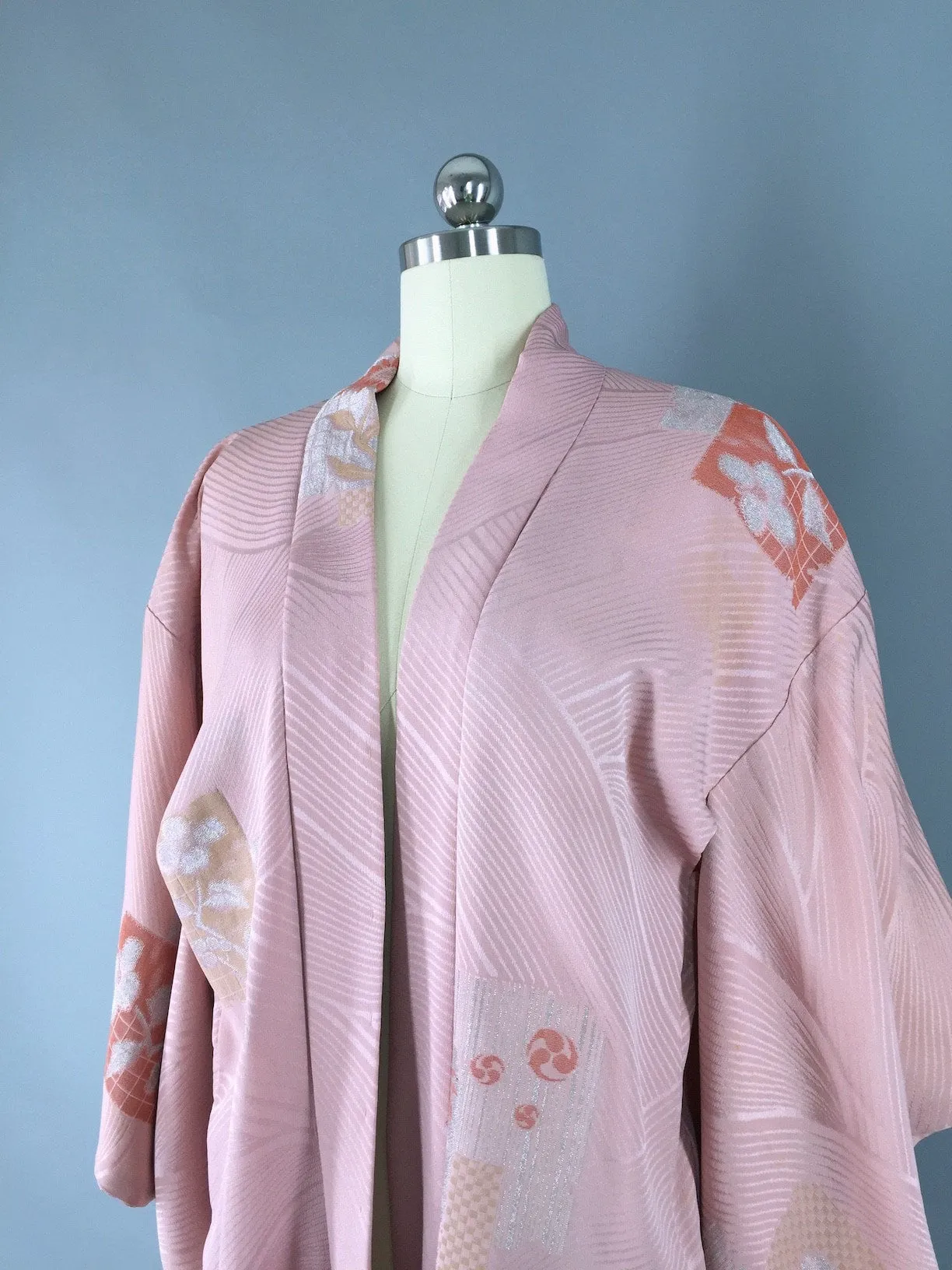 1960s Silk Haori Kimono Cardigan Jacket / Blush Pink