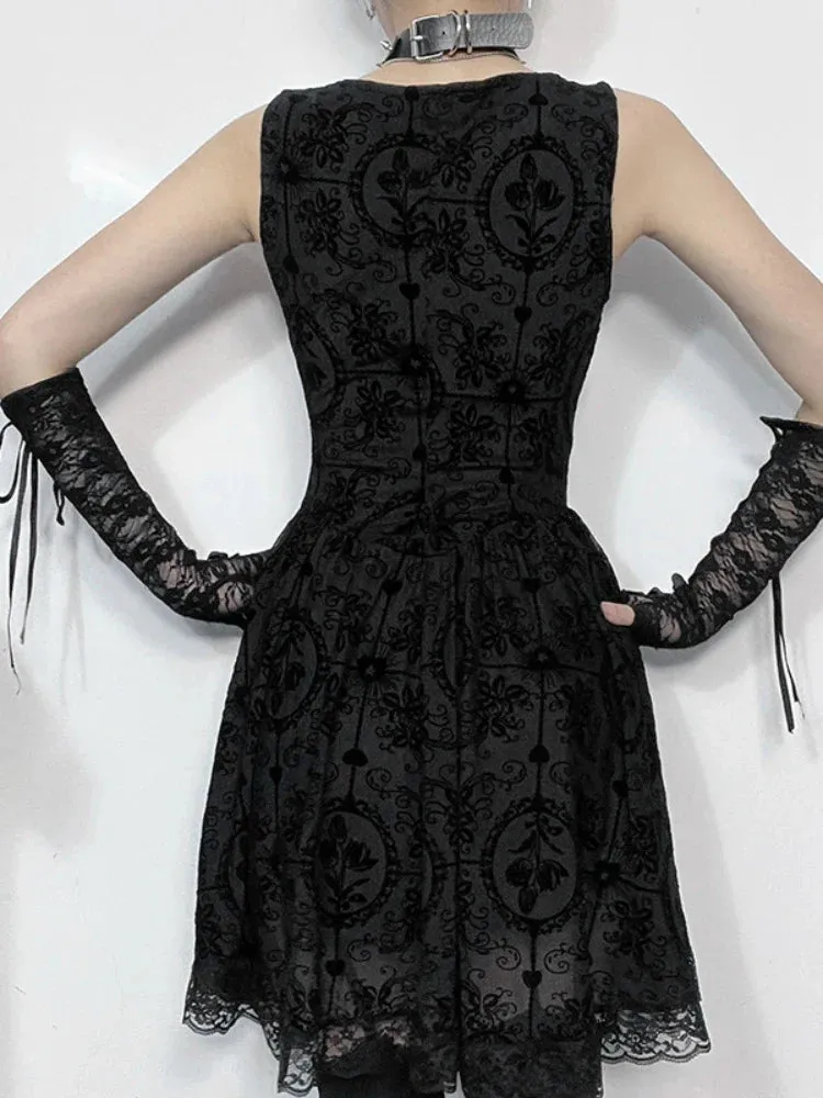 2024 Mini Harajuku Up Style A-Line Gothic New Y2K Sexy Vintage Punk Wrapped Summer Hip Tie Dark Dress Retro Dress