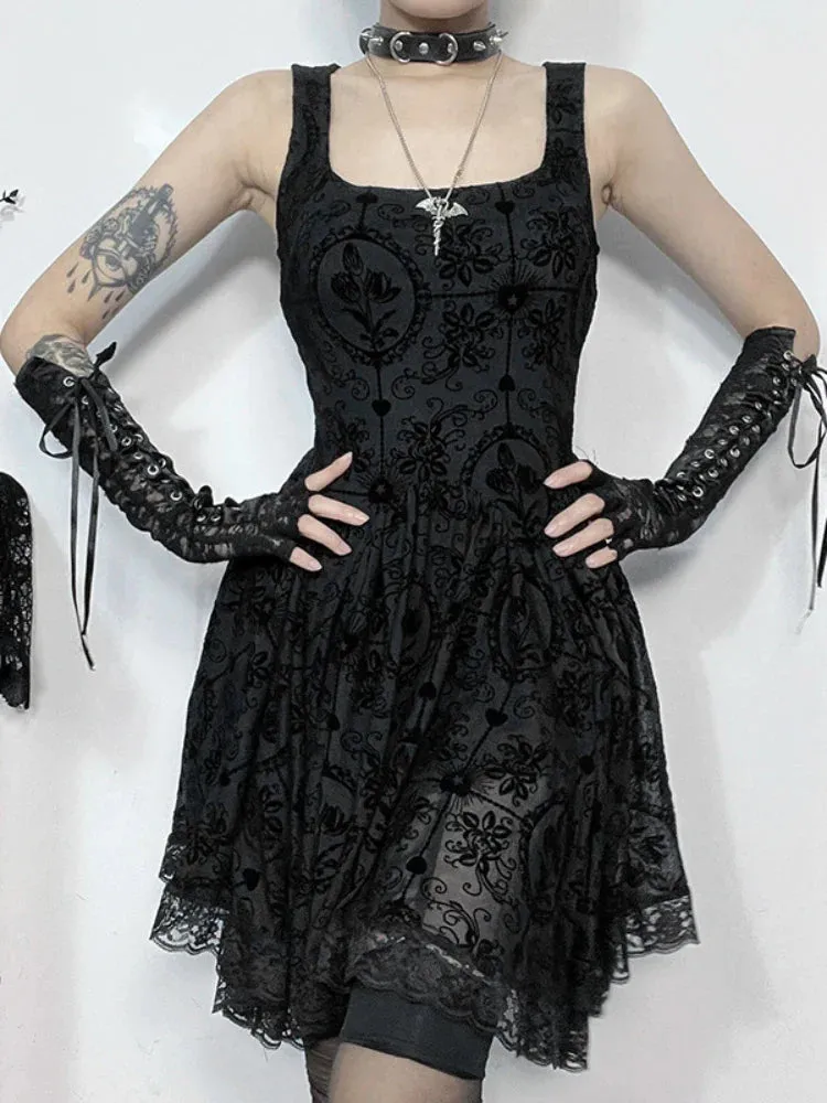 2024 Mini Harajuku Up Style A-Line Gothic New Y2K Sexy Vintage Punk Wrapped Summer Hip Tie Dark Dress Retro Dress