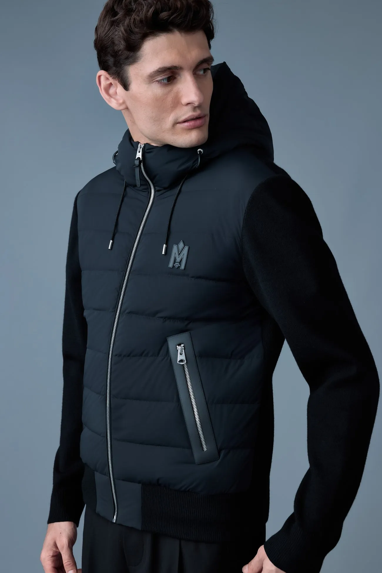 ANDREW Mixed-media light down jacket Black