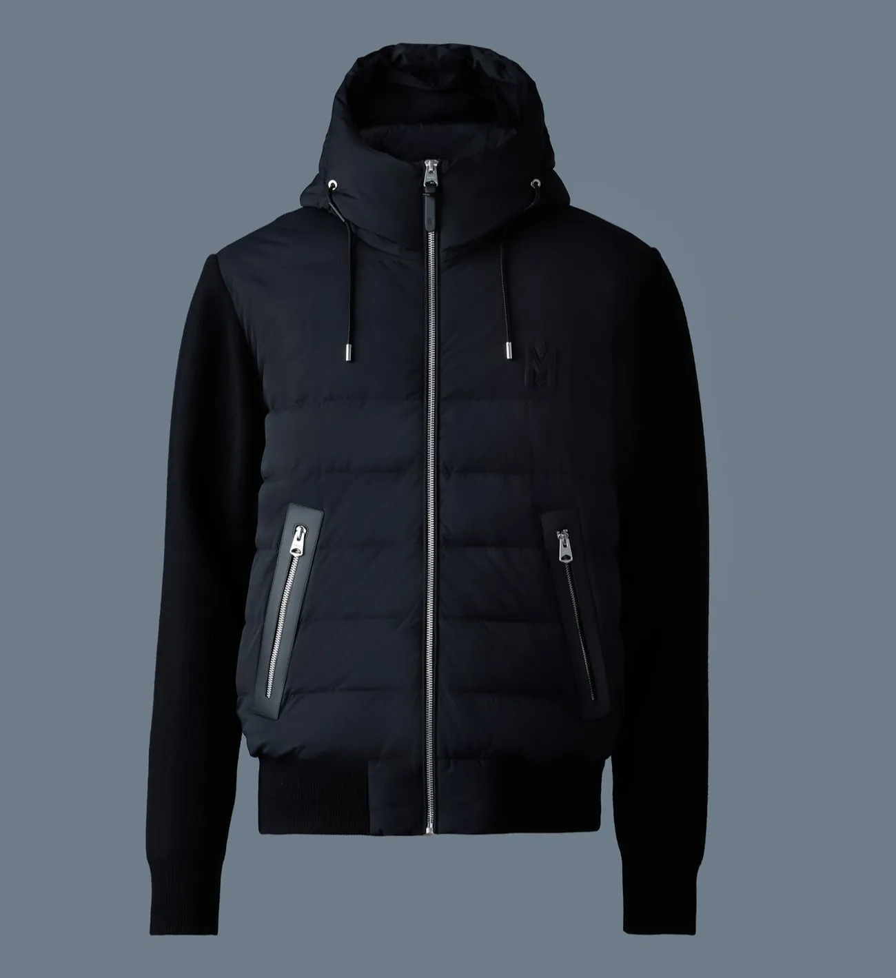 ANDREW Mixed-media light down jacket Black