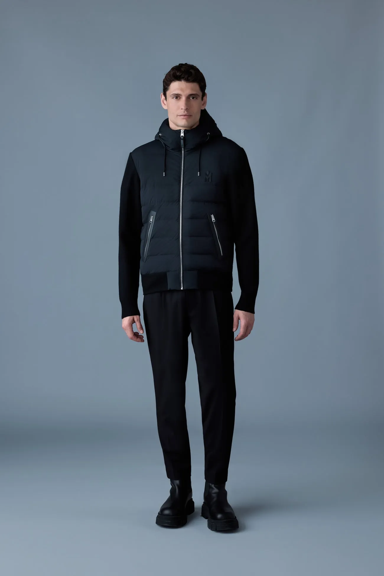 ANDREW Mixed-media light down jacket Black