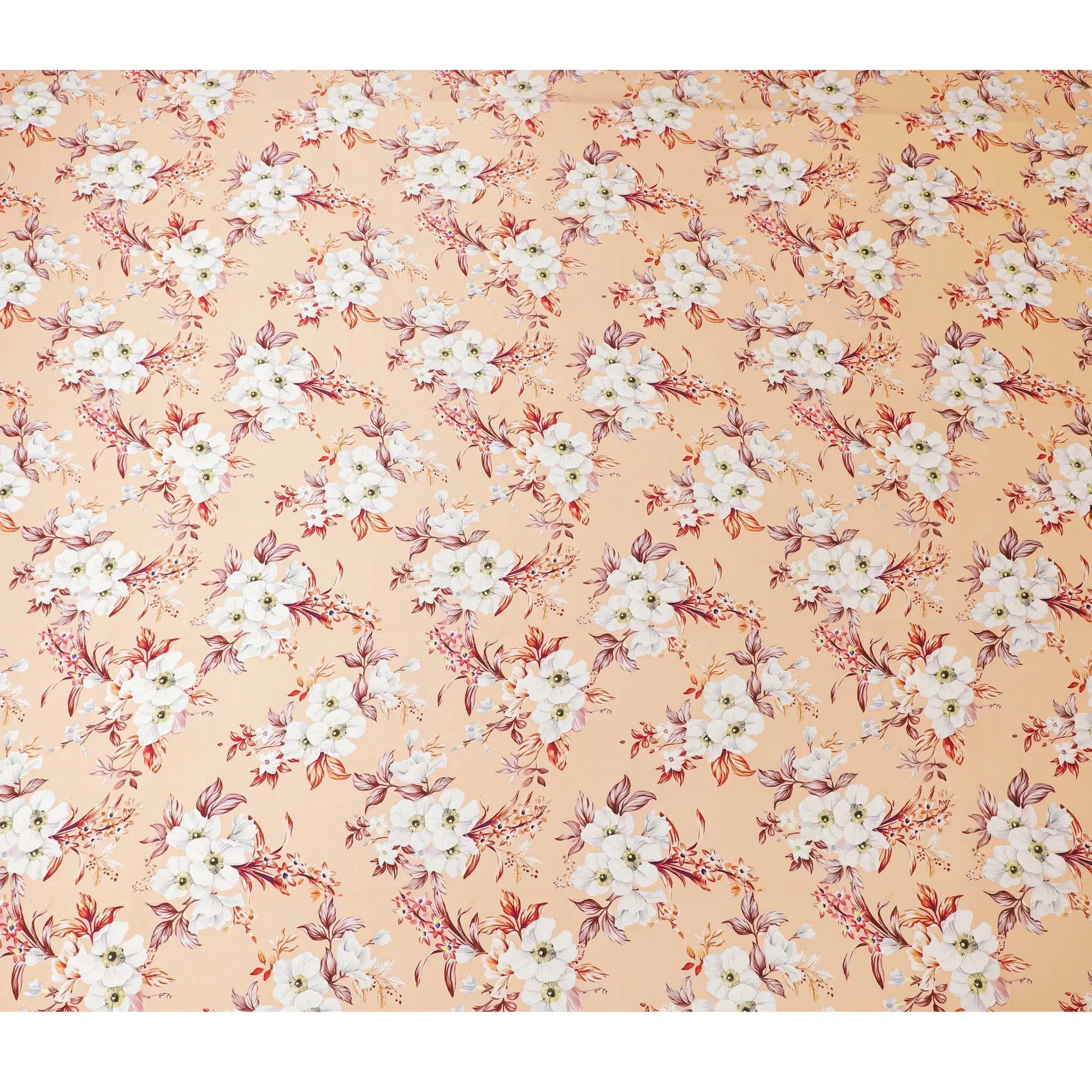 Apricot Blush Silk Satin Fabric - Italian Printed, 140cm Width - Shop Online for Luxurious Textiles-D18317