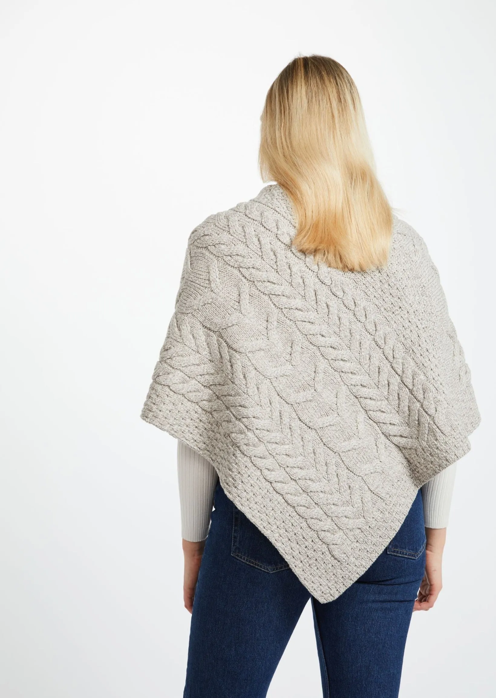 Aran Super Soft Poncho | Oatmeal