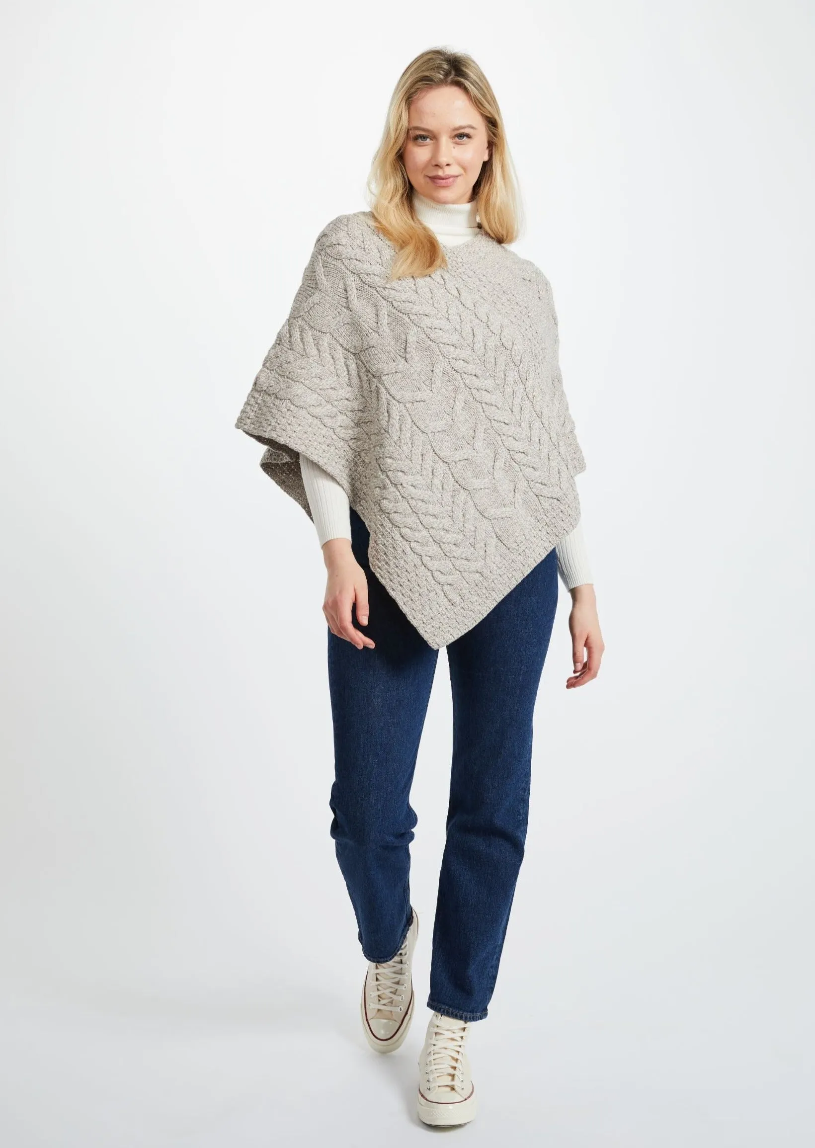 Aran Super Soft Poncho | Oatmeal