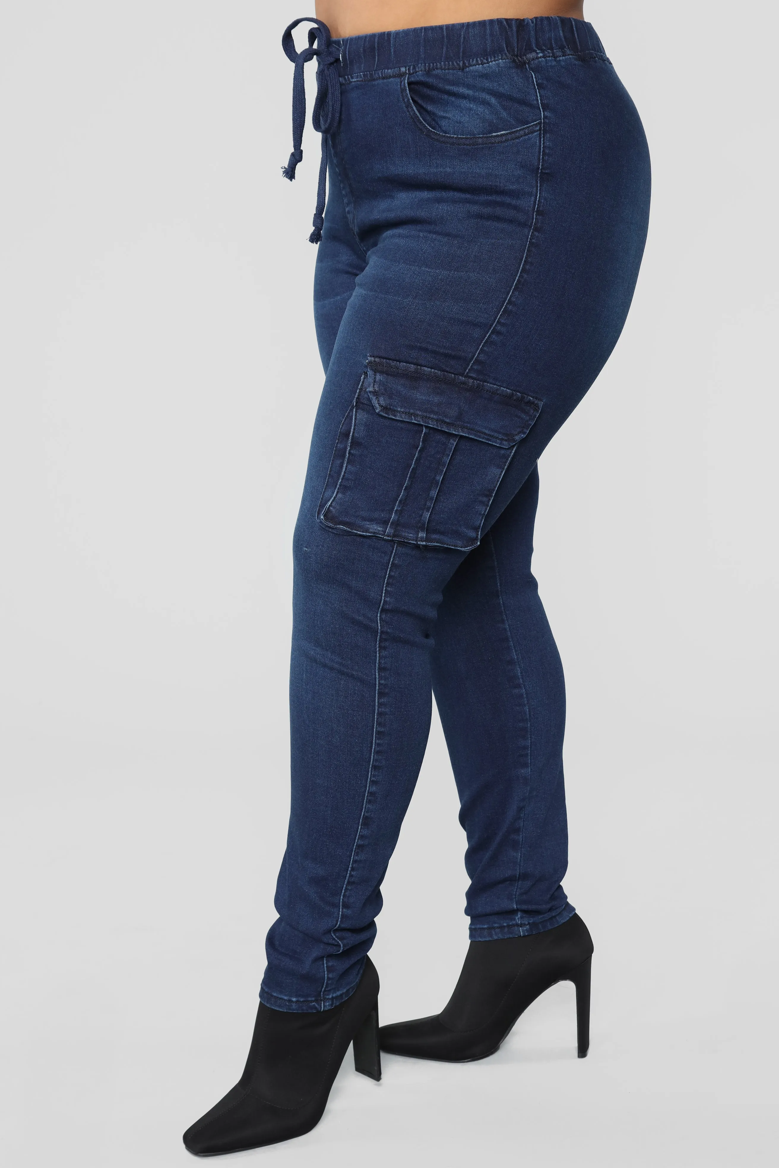 Bad Mamma Jamma Cargo Jeans - Dark Denim