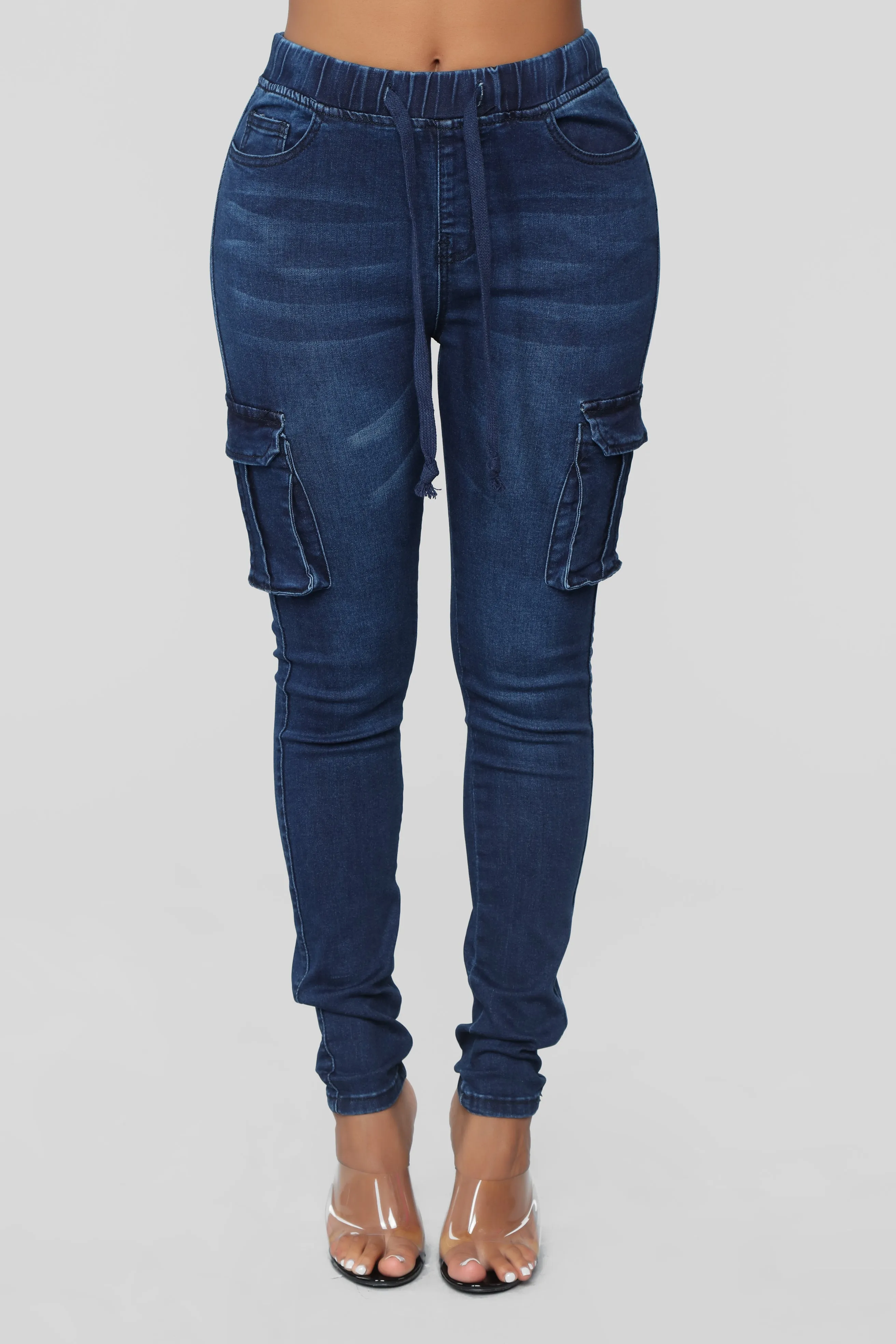 Bad Mamma Jamma Cargo Jeans - Dark Denim