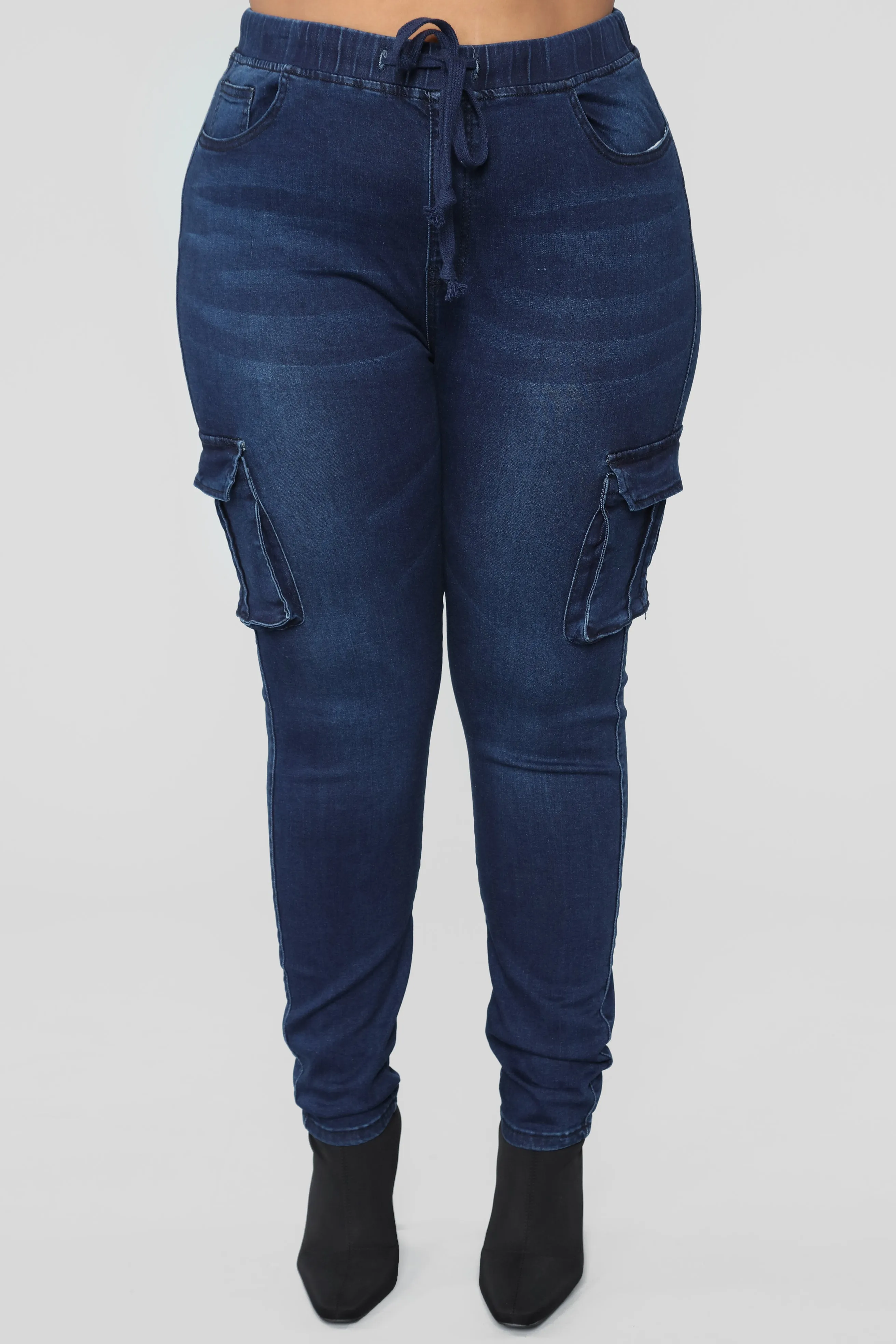 Bad Mamma Jamma Cargo Jeans - Dark Denim