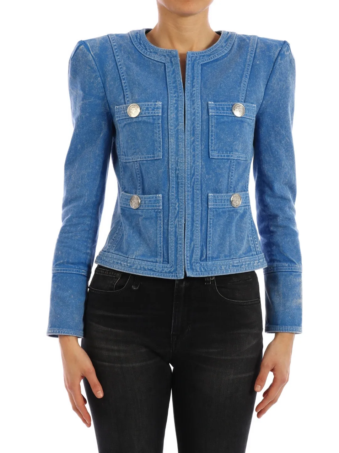 Balmain Cropped Denim Jacket