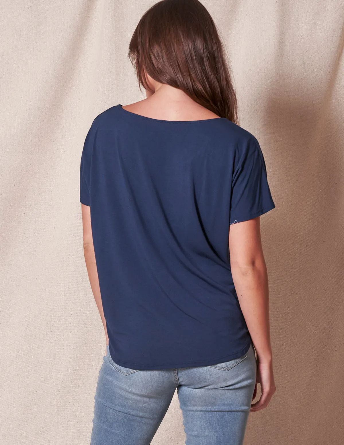 Bamboo Dolman Tee - Navy