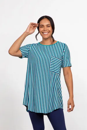 Bamboo T-Shirt Pocket Tunic | Blue Multi