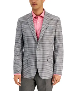 Bar III Men's Slim Fit Patterned Blazer Gray Size 36