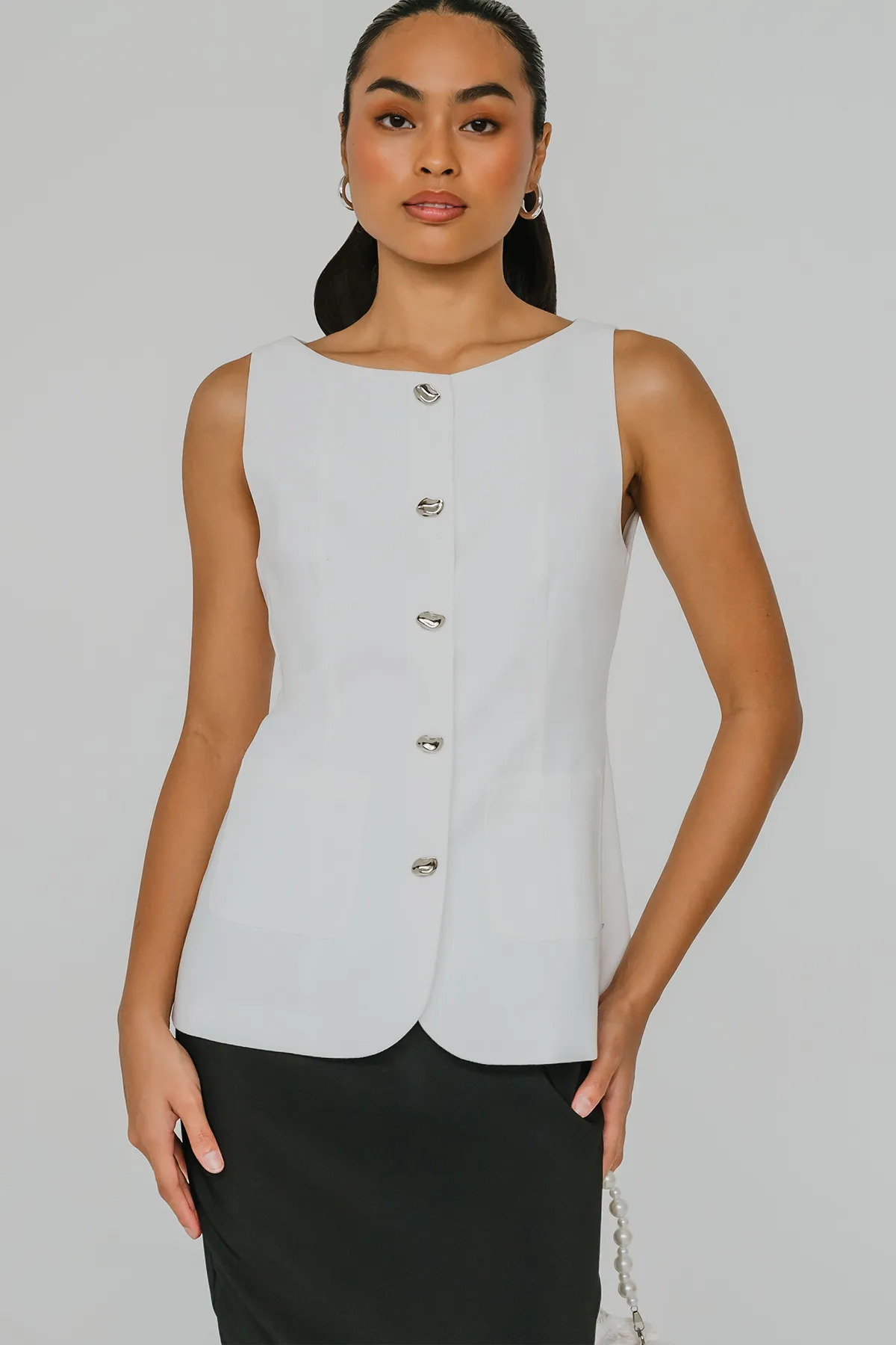 Beverly Hills Boatneck Vest (White)