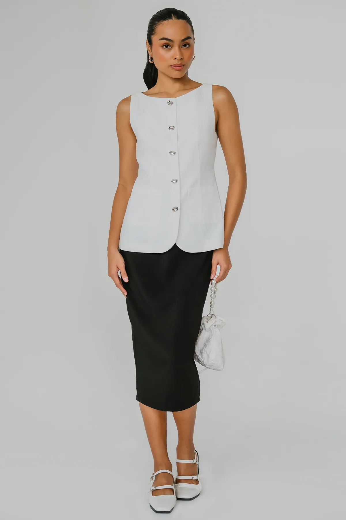 Beverly Hills Boatneck Vest (White)