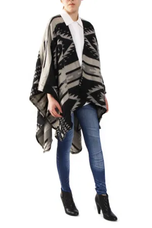 Black & Grey Aztec Print Cape