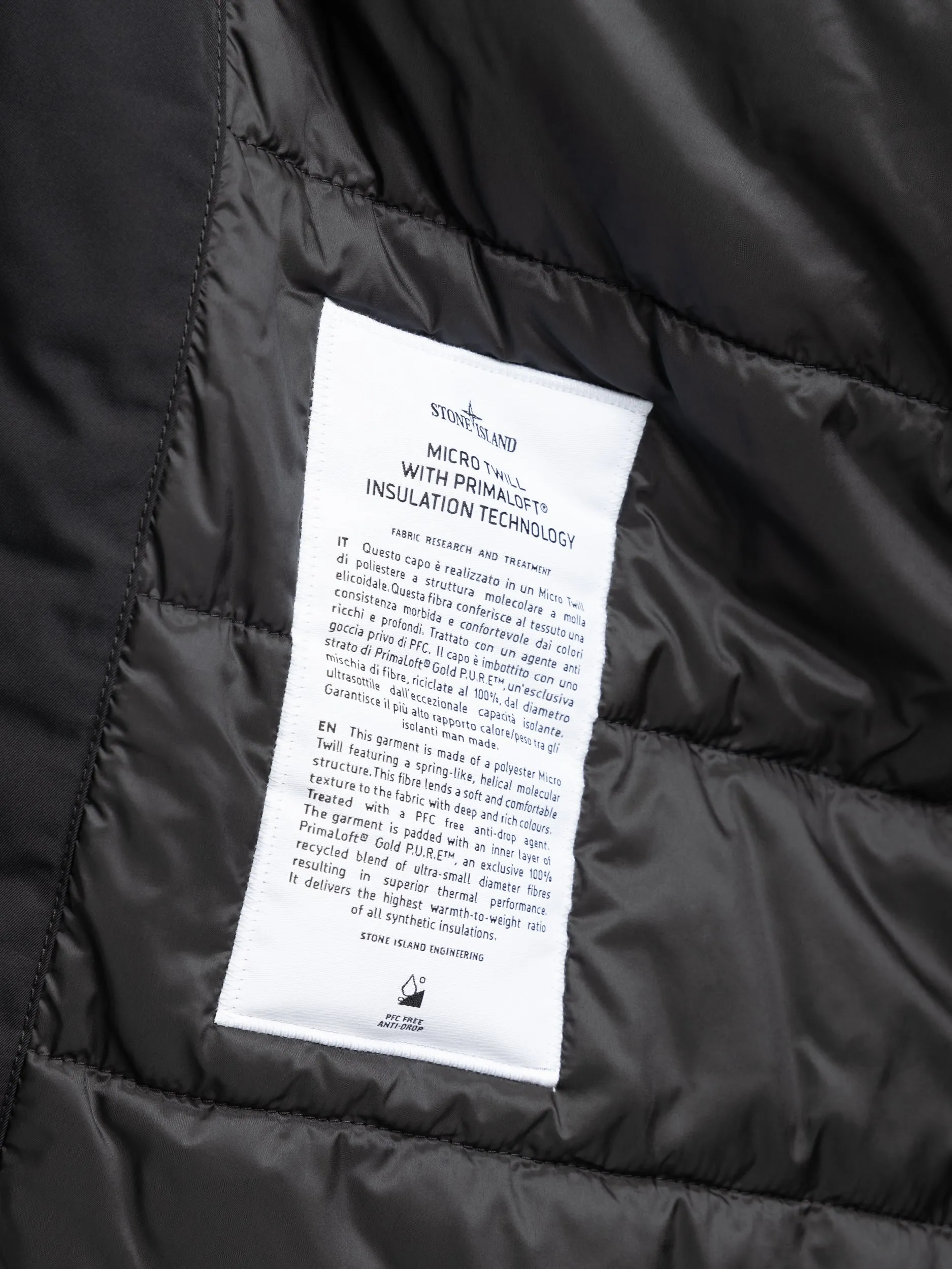 Black Micro Twill PrimaLoft® Raincoat