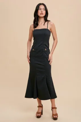 Black Utility Tube Tencel Dress