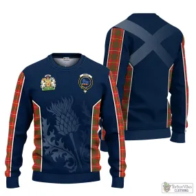 Bruce Modern Tartan Knitted Sweatshirt with Family Crest and Scottish Thistle Vibes Sport Style