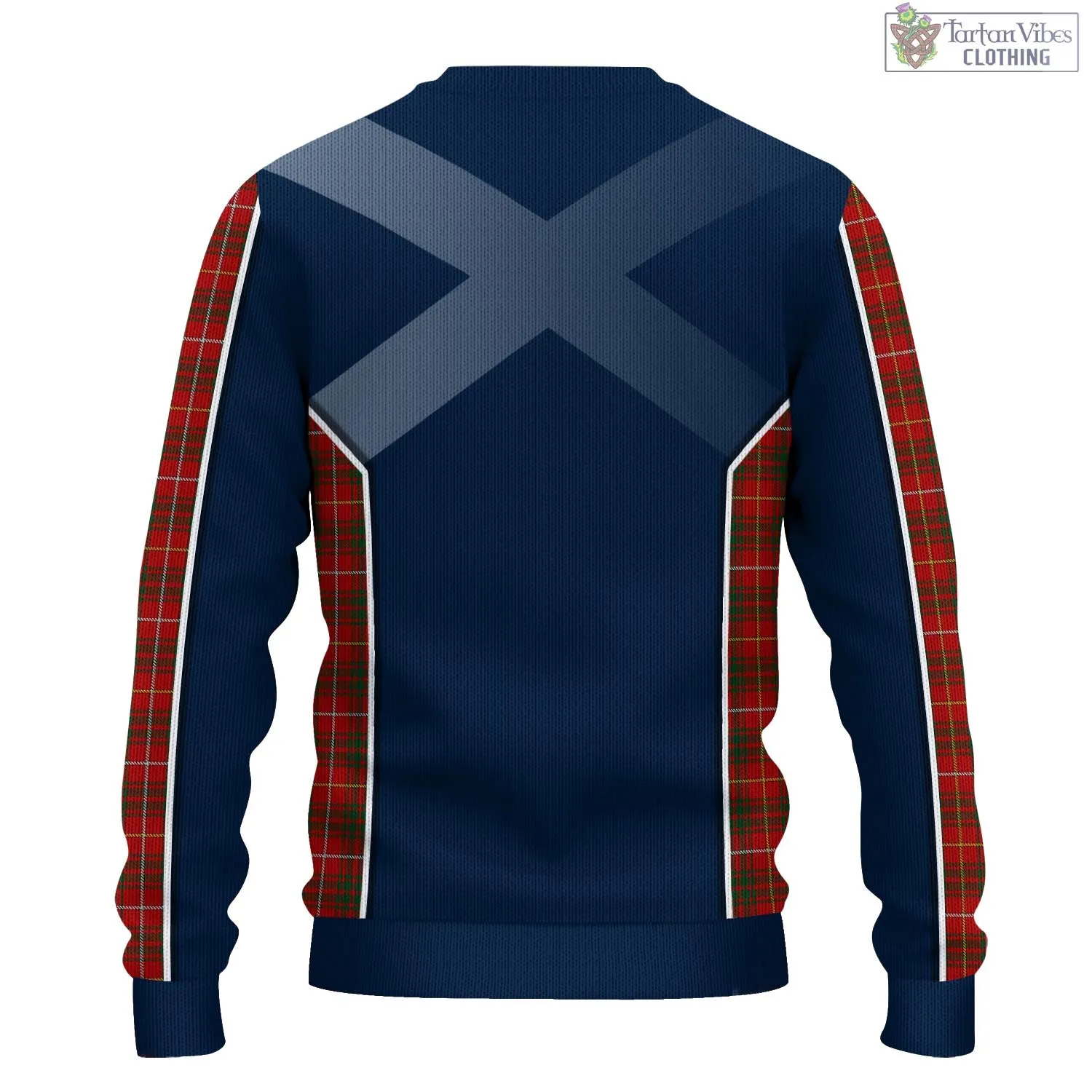 Bruce Tartan Knitted Sweatshirt with Family Crest and Scottish Thistle Vibes Sport Style