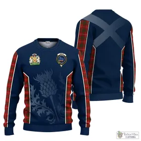 Bruce Tartan Knitted Sweatshirt with Family Crest and Scottish Thistle Vibes Sport Style