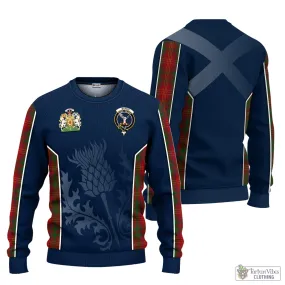 Burns Tartan Knitted Sweatshirt with Family Crest and Scottish Thistle Vibes Sport Style