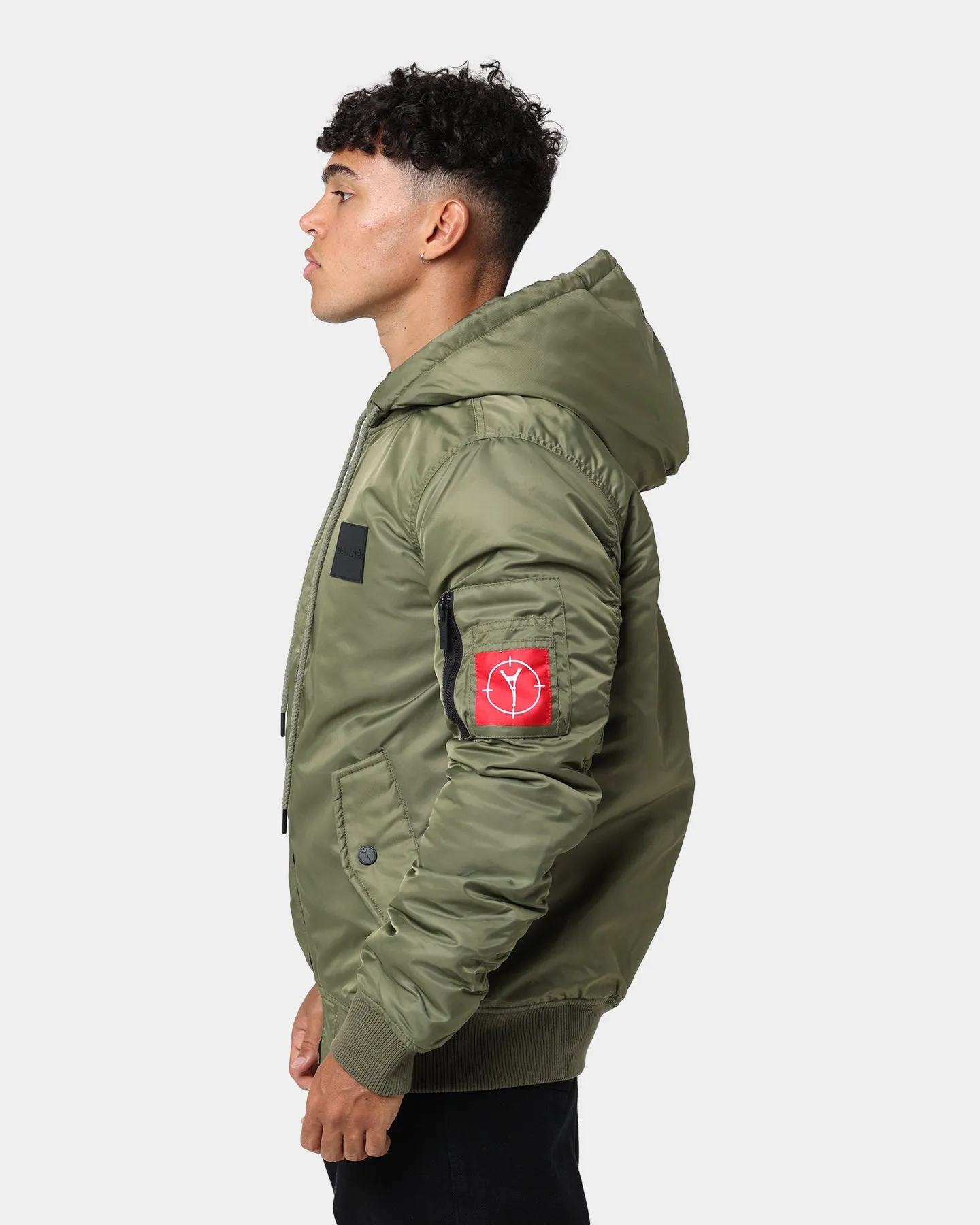 Carre Ultilitaire Hooded Bomber Jacket Khaki Green