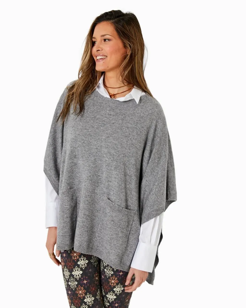 Cashmere Poncho | Grey