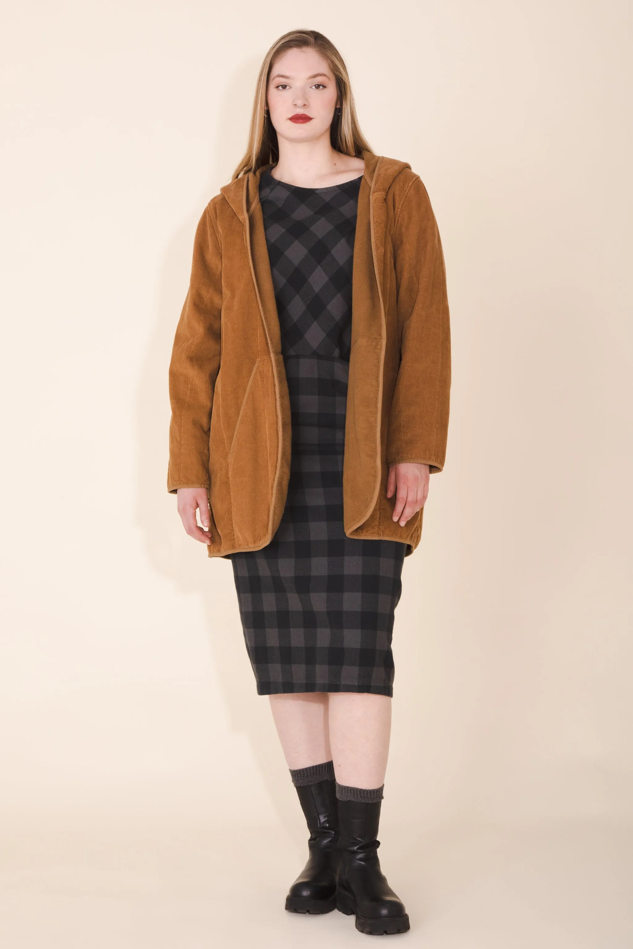 Cord Hover Coat in Umber