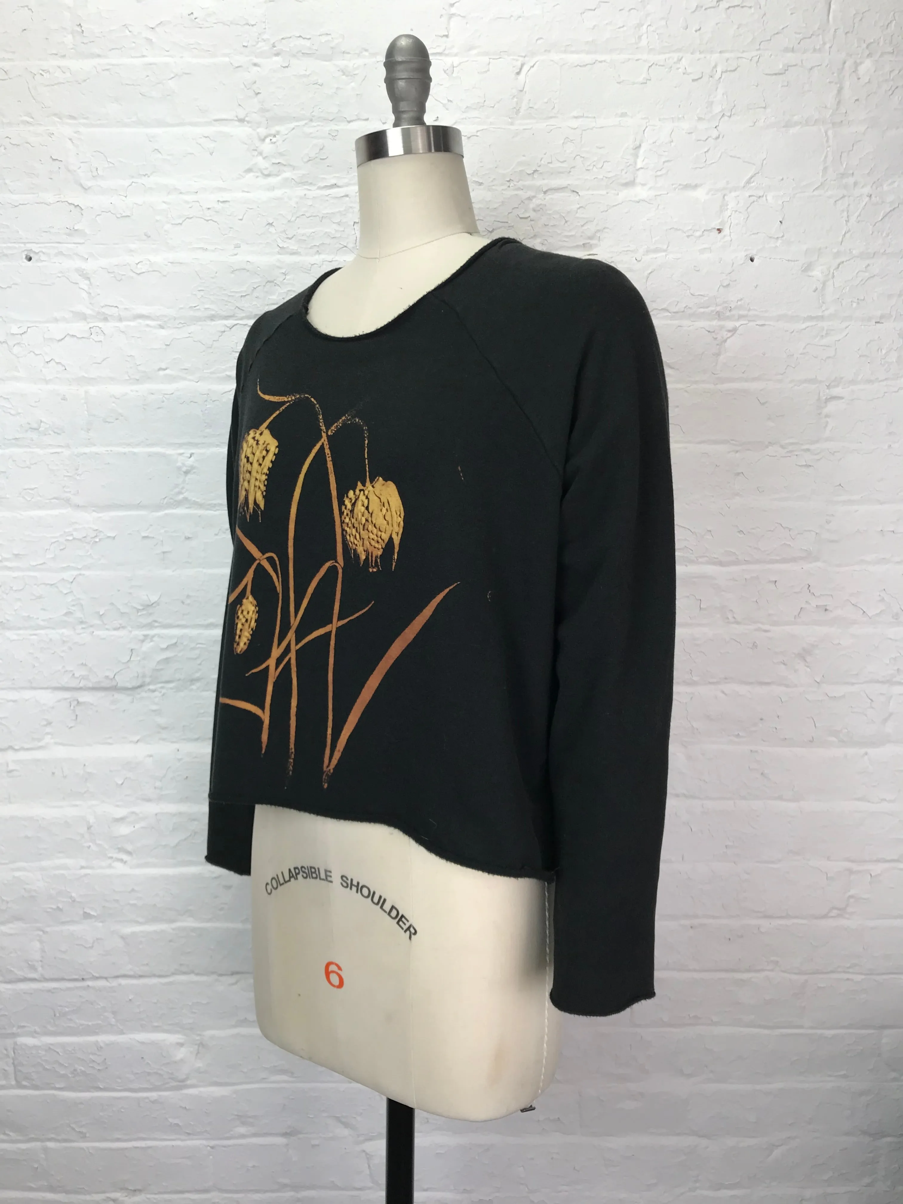 Cropped Fleece Raglan Sweatshirt in Fritillaria - Medium