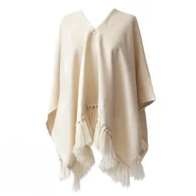 Cropped Fringe Alpaca Poncho