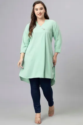 Curvy Lane Women Plus Size Wrap Style High Low V Neck Tunic