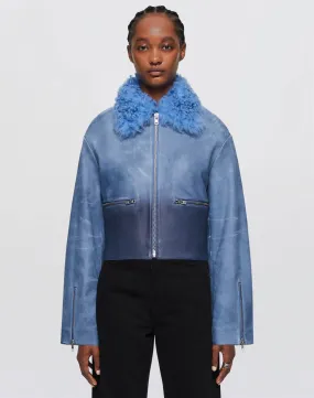 Distressed Aviator Shearling - Stone Blue