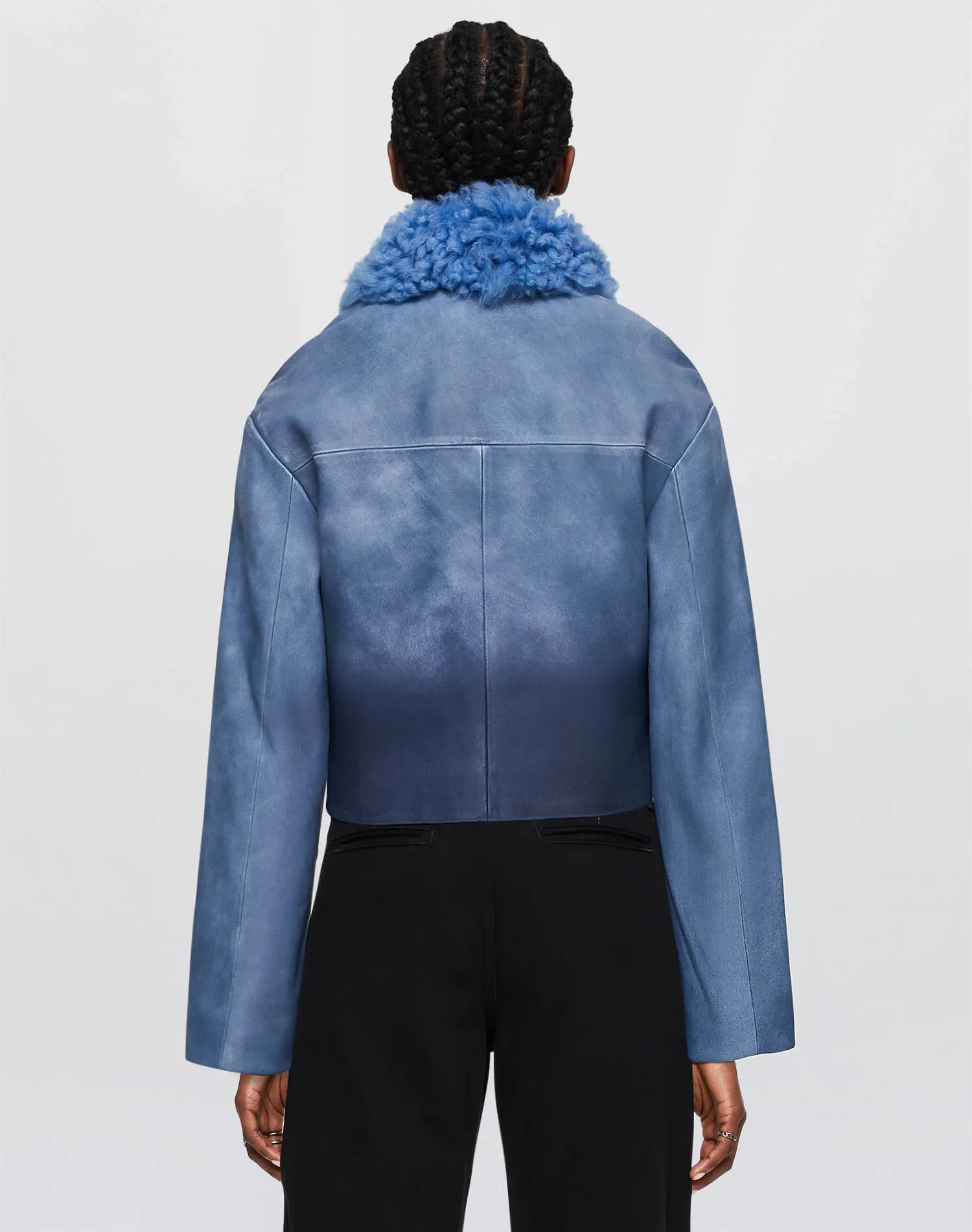 Distressed Aviator Shearling - Stone Blue