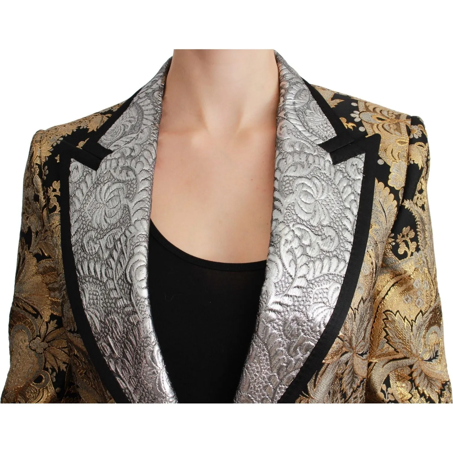 Dolce & Gabbana Elegant Gold Floral Jacquard Blazer