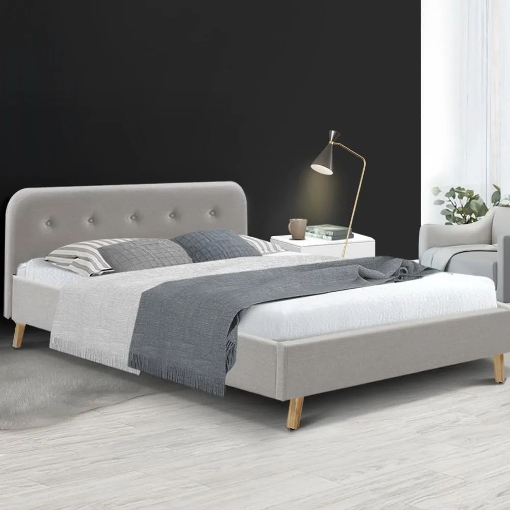 Double Package | Tarcoola Bed Beige & Glay Bonnell Spring Mattress (Medium Firm)