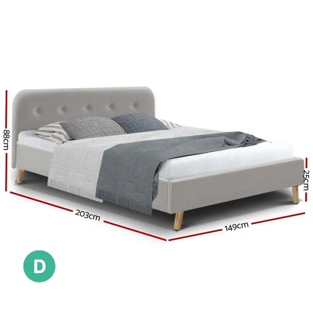 Double Package | Tarcoola Bed Beige & Glay Bonnell Spring Mattress (Medium Firm)