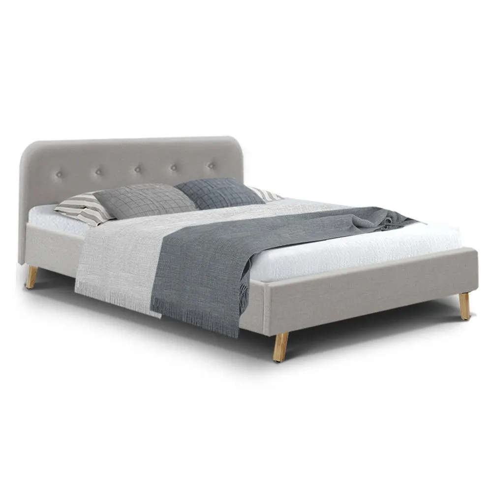 Double Package | Tarcoola Bed Beige & Glay Bonnell Spring Mattress (Medium Firm)