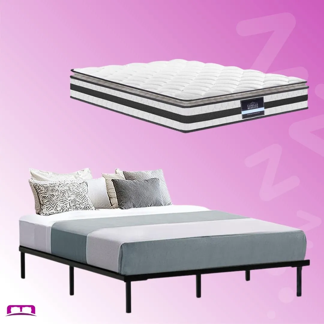 Double Package | Ted Bed Black & Normay Series Pillow Top Mattress (Medium Firm)