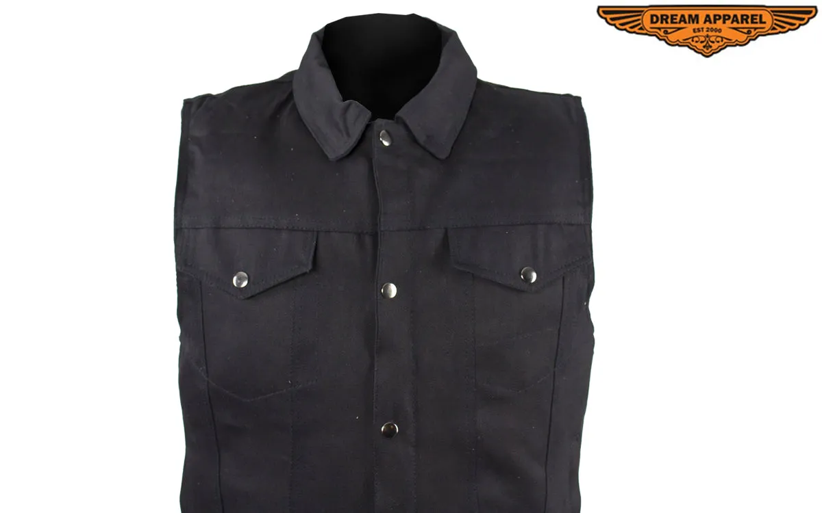 Dream Apparel Men's Zippered Black Denim Club Vest