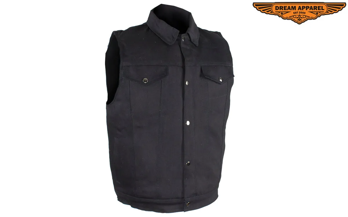 Dream Apparel Men's Zippered Black Denim Club Vest