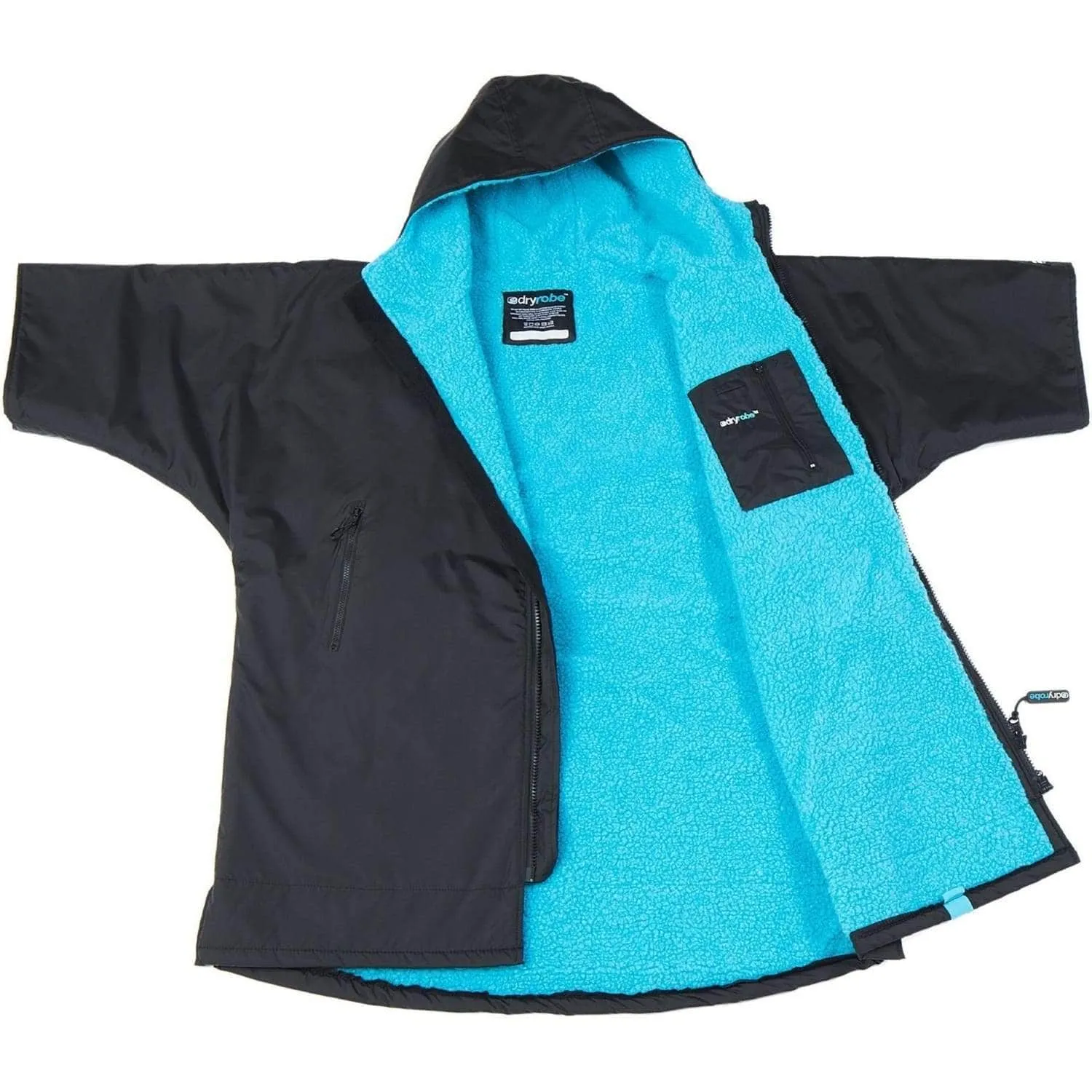 Dryrobe Advance Youth Kids Short Sleeve Drying & Changing Robe - Black/Blue