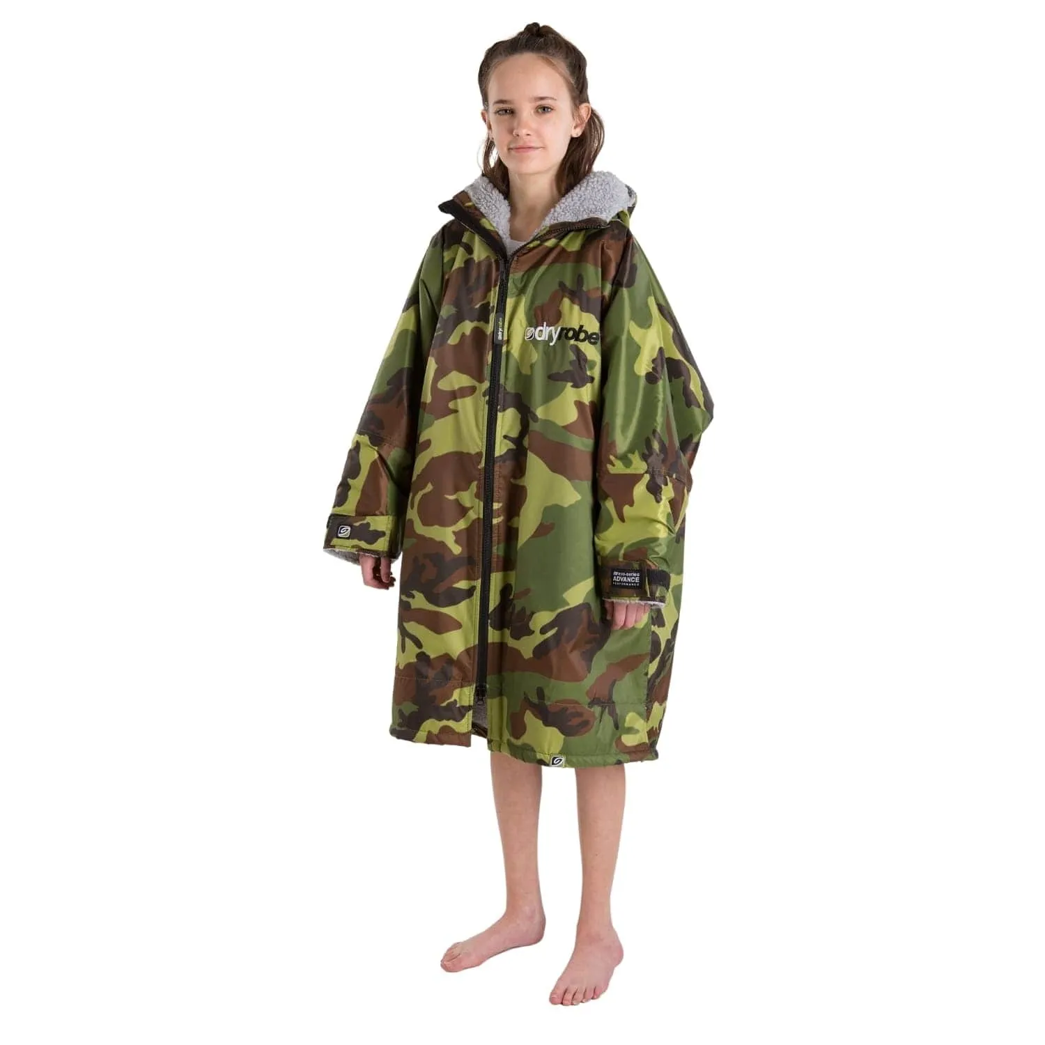 Dryrobe Youth Kids Advance Long Sleeve Drying & Changing Robe - Camouflage/Grey