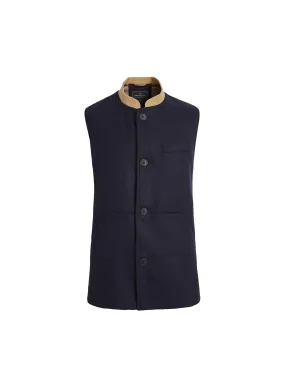 Edward Gilet - Navy Wool & Tan