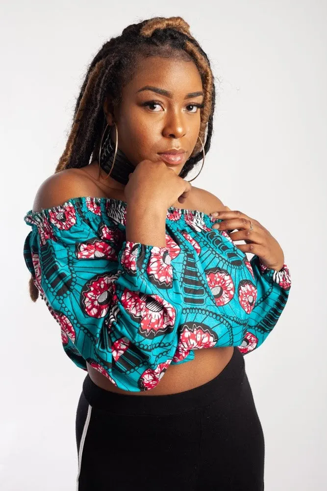 Elasticated Off-Shoulder Ankara Top