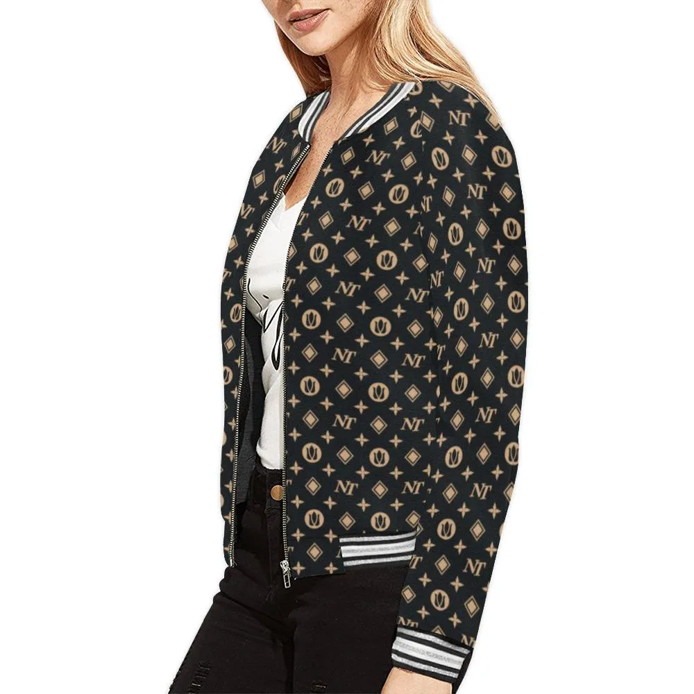 Fancy NT Black Bomber Jacket for Women