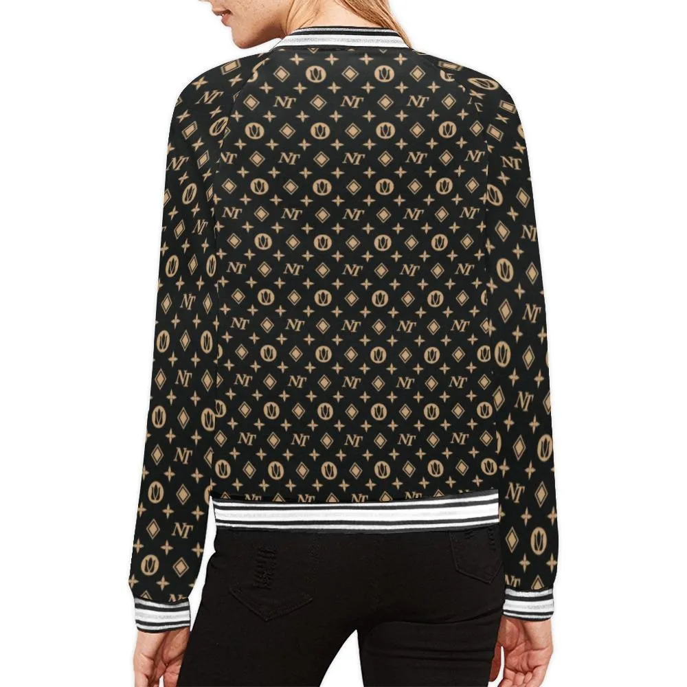 Fancy NT Black Bomber Jacket for Women