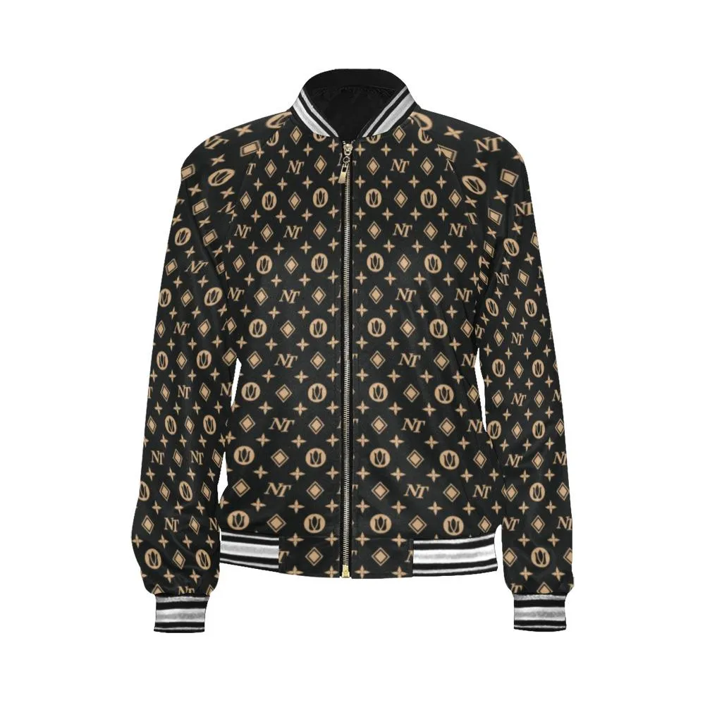 Fancy NT Black Bomber Jacket for Women