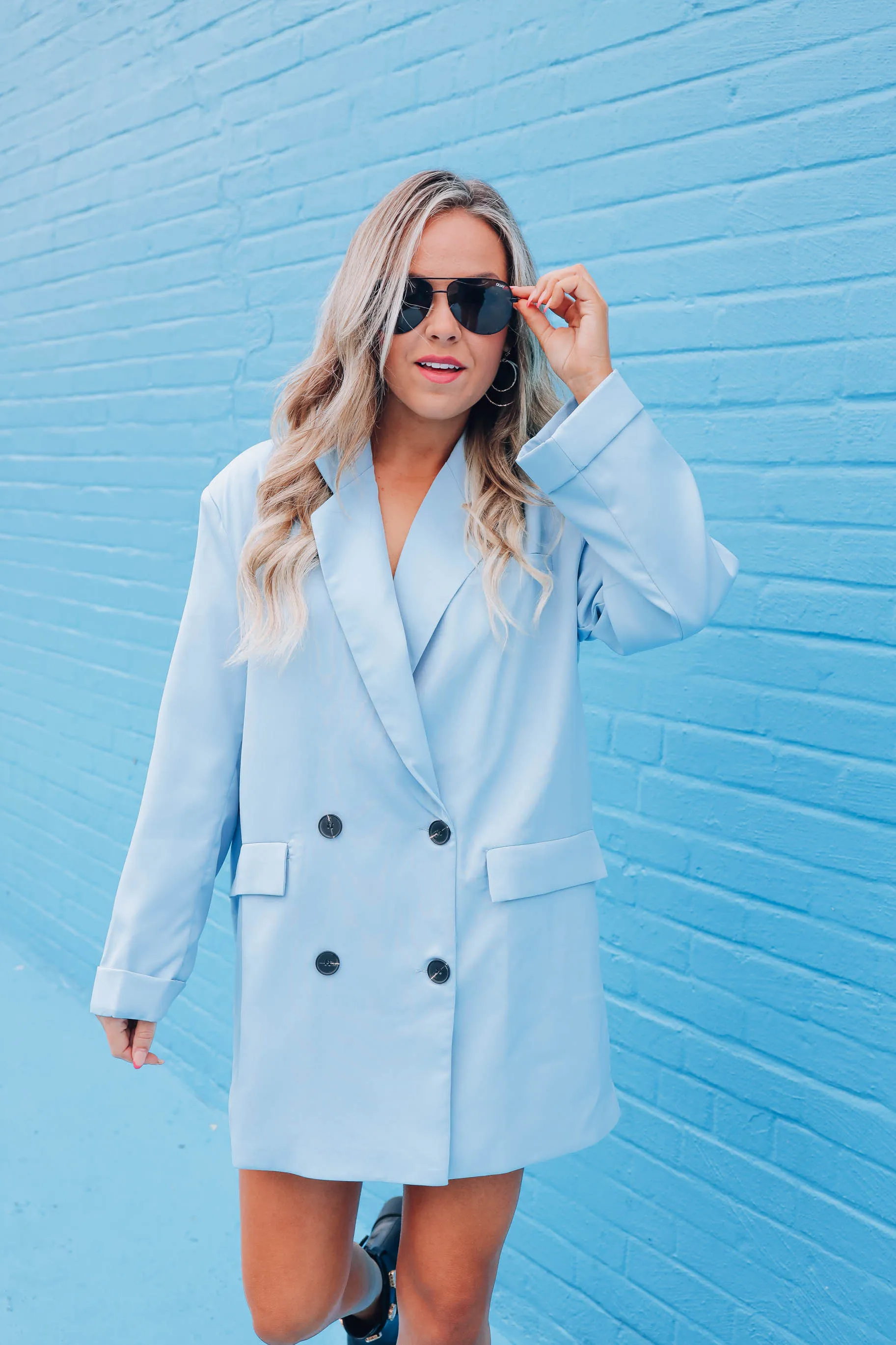 Fifth Avenue Oversized Blazer - Blue