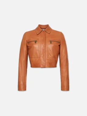 Fitted Leather Moto Jacket -- Light Whiskey