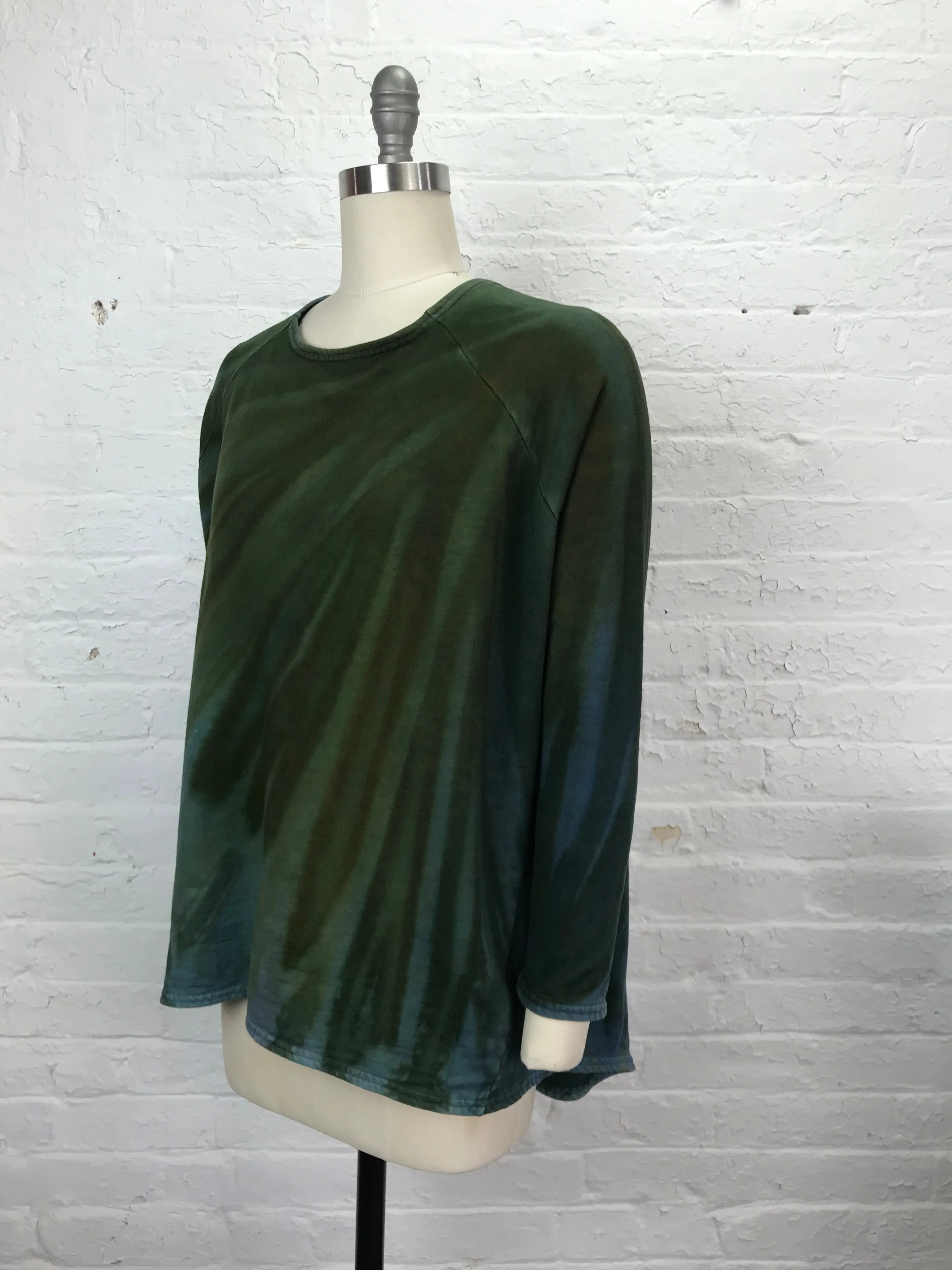 Fleece Long Sleeve Raglan Tunic in Green Groove - One Size